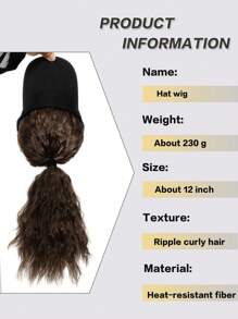 Synthetic Hat Wig Ponytail Adjustable Ladies Ponytail Wig 12-Inch Baseball Cap Wig Sporty Style Wavy High Ponytail Suitable For Ladies To Wear Daily. - 彩色 - 查看 4
