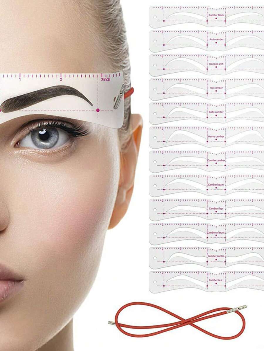 12 pezzi Cartella di sagome per sopracciglia in silicone, 12 stili di sagoma per delineare le sopracciglia, set di sagome per trucco da donna, strumento per valorizzare le sopracciglia - Bianco - Visualizzare 1