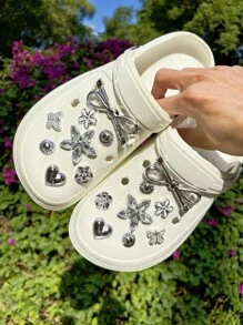 16pcs/Set Artificial Crystal Flower, Bow, Heart, Rose, Butterfly Decorations, Fashion DIY Shoe Clips For Mules, Clogs, Removable Shoe Accessories, Perfect Gift For Family And Friends