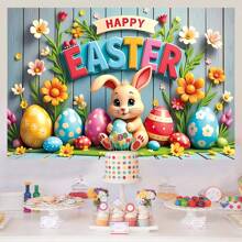 1 pezzo Decorazione da parete per stanza, sfondo decorativo con coniglietto di Pasqua e uova, perfetto per decorare una stanza per feste di compleanno, non lavabile, dimensioni 210x150/150x100/100x75 cm