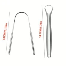 Stainless Steel Tongue Cleaner, Oral Tongue Coating Removal Tool, Safe Curved Design, Gentle Cleaning, Helps Reduce Mouth Odor, Flexible Oral Hygiene Instrument