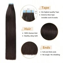 20pcs Natural Black Tape-In Human Hair Extensions 8-24 Inch Seamless Straight Clips For Women Versatile - Natural & Black - View 11