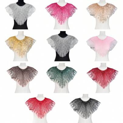 Round Neck Shawl Handmade Heavy Beaded Sequins False Collar Cloth Patch Dress Dress Collar Clothing Accessories