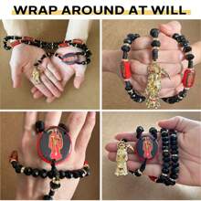 黑色木质死神项链，配红色念珠，手工制作的死神念珠礼物，男女皆宜。 - 彩色的 - 查看 4