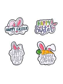 4Pcs Cute Cartoon White Rabbit Enamel Brooch Creative Happy Easter Lapel Pin Badge Backpack Clothing Hat Accessories - Multicolor - View 10