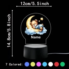 1 szt. Spersonalizowana nazwa z kreskówkowym misiem śpiącym na księżycu. Kreatywny prezent. Iluzja światła 3D. Lampka nocna LED. Ciepłe światło. Prezent urodzinowy. Prezent świąteczny. Dekoracja. Lampka nocna na biurko. Spersonalizowane prezenty. Wystrój pokoju. Wystrój domu. Wystrój jesienny. Dekoracje świąteczne. Zabawki. Spersonalizowane rękodzieło. Szykowna jesień. Dom i styl życia. Świąteczna atmosfera w domu. Jesienne odświeżenie domu. Dekoracje świąteczne. Harmonia w domu.