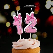 Bowknot Number Happy Birthday Candle Year Old Blue Pink Cute Cartoon Creative Birthday Cake Decoration Candle - Pink - View 4