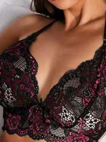 Sexy V-Neck Lingerie Set, Honeymoon, Valentine's Day - 粉 - 查看 2