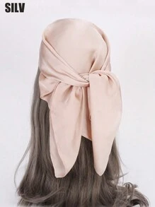 1入組女士模擬絲方形圍巾髮飾，純色經典髮巾頭帶頸巾頭部包裝髮飾休閒頭巾，頭帶，頭箍，裝扮您的外觀理想之選