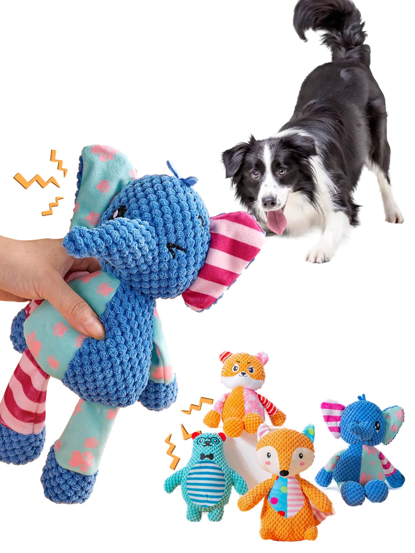 Brinquedo de Pelúcia Durável de Elefante que Faz Barulho, Raposa - Resistente à Mordida, Design de Limpeza de Dentes Adequado para Todas as Raças, Presente Adequado para Feriados para Cachorros Pequenos e Médios, Brinquedo Sonoro