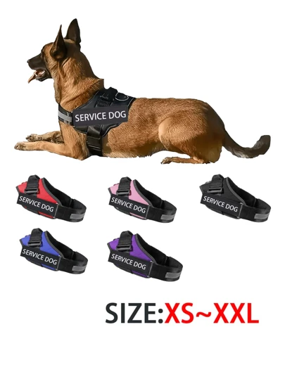 狗背带无拉力反光狗背心背带，背心式设计，带字母图案，适用于狗可调节背带，易于控制，适合小型中型大型犬，带贴纸 2 件