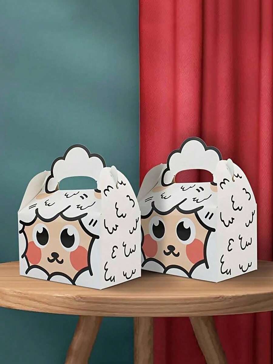 5 piezas/10 piezas Cajas de regalo con diseño de cordero lindo, cajas decorativas de empaquetado para la fiesta del Festival Eid Al-Adha