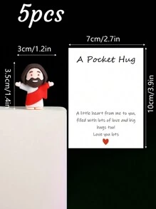 5/1 PVC Siliconen Materiaal Mini Jezus Beeld Paasdecoratie Ornament, Emotionele Ondersteuning, Emotionele Aanmoediging Cadeau Zak Knuffel Kaart, Een Beetje Dichtbij Van Mij Naar Jou, Gevuld Met Heel Veel Liefde En Dikke Knuffels Ook! Hou Heel Veel Van Jou, Jezus Zegen Je