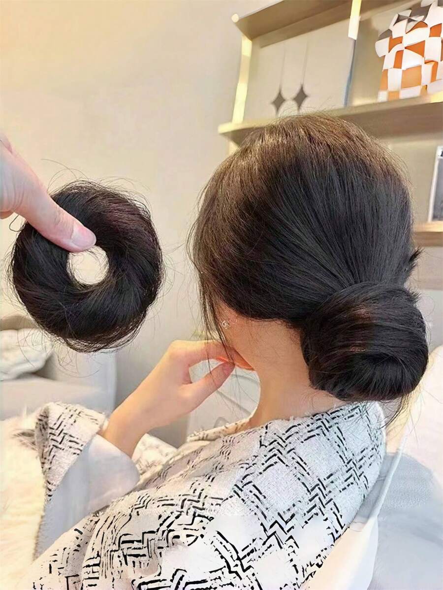 1 Miếng Máy tạo búi tóc Với Hoa & Bowknot Chi tiết , Thanh lịch Và vui tươi Thiết kế Đối với phụ nữ - màu đen - Xem 1