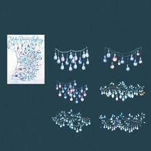 1PC, Romantisch licht boekhoudmateriaal Decoratieve stickers, Retro stijl, PET waterdicht materiaal, Met achterkant lijm, Scheur en plak, Schelp licht ambacht, Geschikt voor het decoreren van kalenders, plakboeken, plaquettes, enz., DIY collage beschikbaar, 6 patronen per stijl, 6 stijlen om uit te kiezen