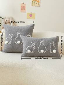 1pc Easter Bunny Silhouette Embroidered Throw Pillow Cover, Suitable For Indoor Decor, Easter Decorative Pillowcase, Without Insert