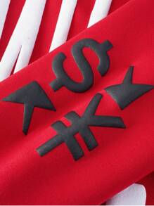 OSIMIRI Letter Print Hoodie For Both Men And Women Pullover Sweatshirt Harajuku Star Jacket Streetwear,The Best Choice For Autumn And Winter Gifts - 紅色 - 查看 8
