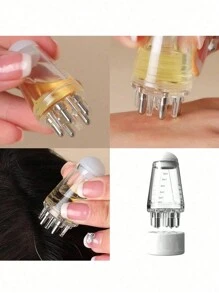 1PC Transparent 5-Needle Oil Comb, Multifunctional Scalp Massager, Head Ball Massage Comb, Suitable For Essence, Nutrient Solution, Hair Conditioner, Essential Oil, Etc. Accurately Deliver Liquid Or Oil To The Roots Of The Hair. Can Be Used As Wedding Bridesmaid Gift, Mother Gift, Birthday Gift, Friend And Relative Gift, Teacher And Classmate Gift,Hair Clips,Hair Accessories Home Bathroom Decor