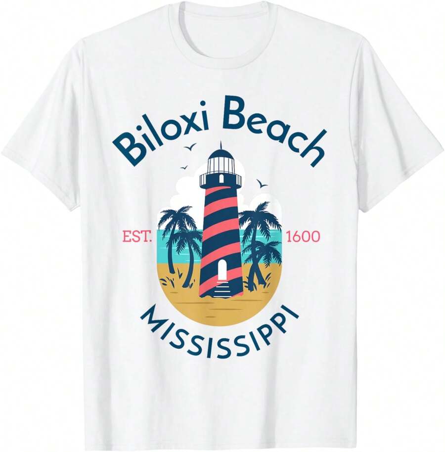 Biloxi Beach Mississippi T-Shirt.Jfif - 白色 - 查看 1