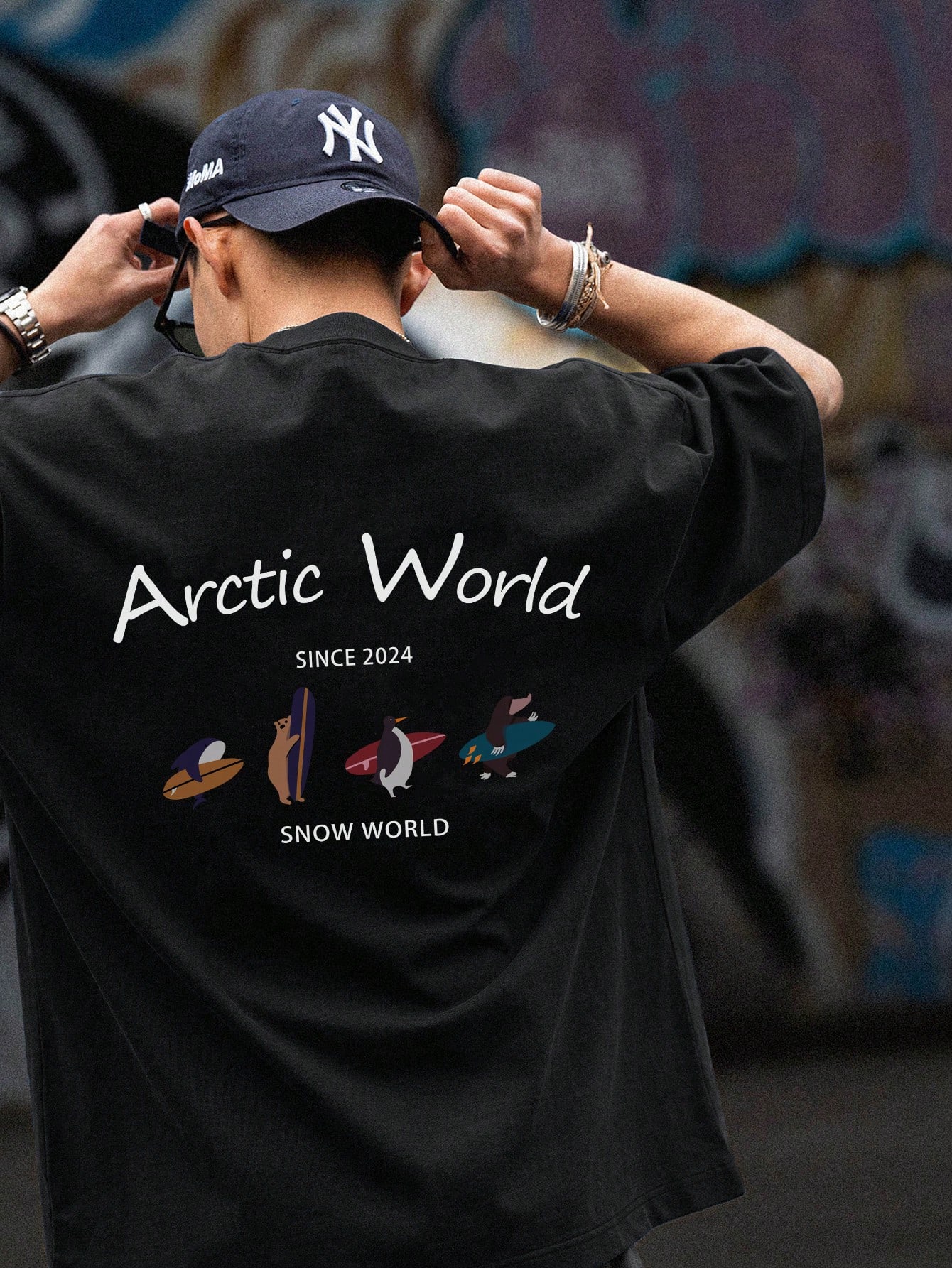 Men's Letter Print Round Neck Short Sleeve Casual T-Shirt, Summer