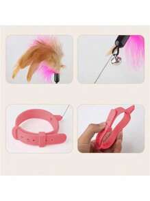 互动猫玩具棒自嗨羽毛项圈游戏带铃铛小猫训练玩耍搞笑棒宠物配件（人造羽毛）