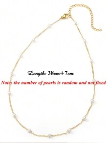1pc Dainty Stainless Steel Multiple Faux Pearl Necklace 18K Gold-Plated Anti Fading Chain Layered Necklace For Women Romantic Holiday Wedding Jewelry Choker Daily Wear Accessories Bridesmaid, Valentine's Day, Mother's Day Gifts,Mom,Mother,Mother's Day,Gift