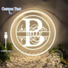 Custom Round LED Neon Sign - Personalized Wall Decor With 3D Engraving, Perfect For Weddings, Birthdays, Businesses & Bars - USB Powered Name Light Gift Gifts Graduation - Multicolor - View 1
