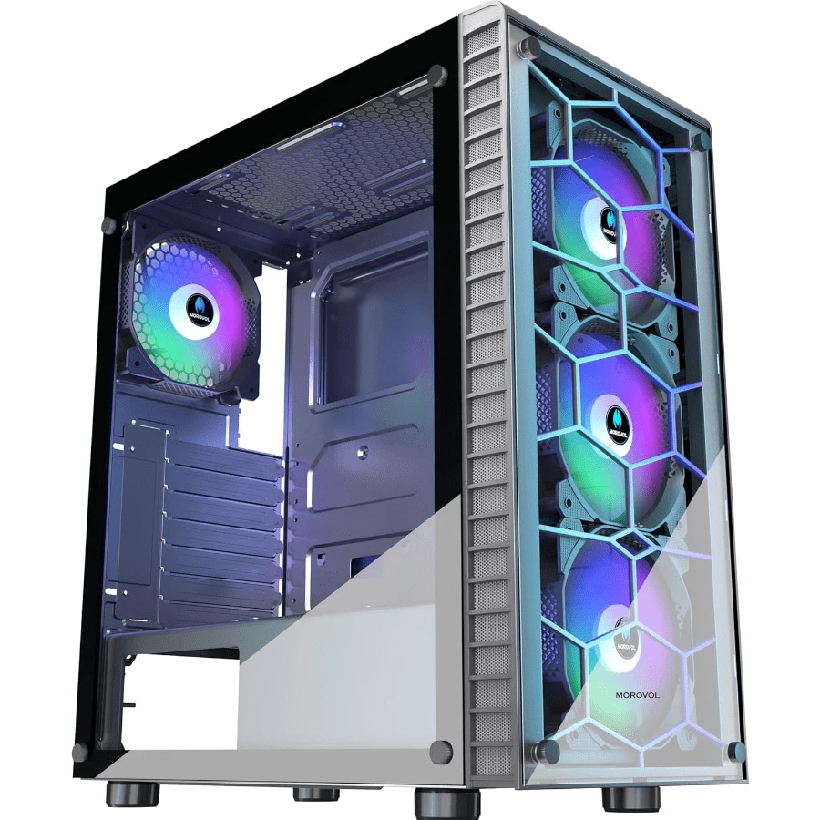 ATX PC Case 4 RGB Fans(Fix Color) Pre-Installed, USB 3.0 ATX Gaming PC ...