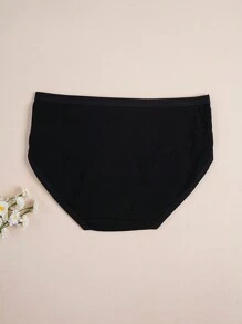 7pcs/Pack Solid Color Bow Decor Basic Comfort Briefs - Black - View 3