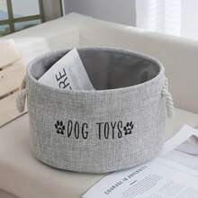 Large Canvas Dog Toy Storage Basket - Spacious Round Pet Toy & Accessory Organizer