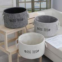 Large Canvas Dog Toy Storage Basket - Spacious Round Pet Toy & Accessory Organizer