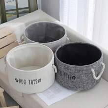 Large Canvas Dog Toy Storage Basket - Spacious Round Pet Toy & Accessory Organizer