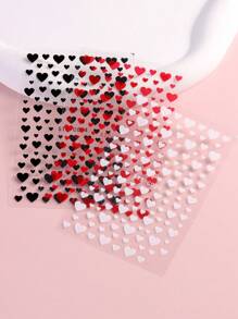 3 件装 3D 可爱红白黑心形美甲贴纸甜心粘性贴纸情人节设计饰品指甲贴美甲滑块装饰 - 彩色 - 查看 8