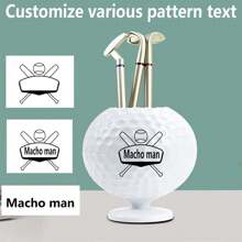 Customizable Golf Ball Pen Holder With Various Texts Or Logos, Creative Golf Pen Holder Customization, Customizable Golf Supplies - White - View 1
