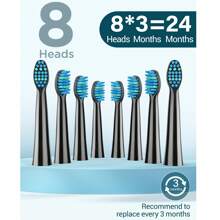 成人电动牙刷，8 个刷头，牙齿美白，持续时间 60 天，5 种模式，适合家庭、旅行