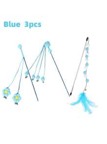 Cat Toys Wool Ball Cat Toys Interactive Teather Toys For Cats Sticks Colorful Plush Ball String Cats Toy With Bell Pet Supplies - Multicolor - View 5