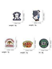 5Pcs Raccoon Quote Enamel Pins Animal Cartoon Goose Brooch Clothes Backpack Lapel Badges Fashion Jewelry Accessories Friends Gifts