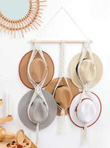 1 pièce/1 set Porte-chapeau en bois macramé, étagère murale tissée pour ranger les chapeaux, organisateur de chapeau fait main, étagère suspendue pour casquettes de cowboy, pour dortoir, étude, derrière la porte, rangement de casquettes de baseball, support à chapeaux bohème pour la maison, chambre à coucher, salle de bain, salon, bureau, décoration de maison, cadeau pour la Saint-Valentin, la Fête des Mères, Pâques, la Fête des Enseignants, le Nouvel An, la remise des diplômes, le printemps, l'été, les festivals, révélation du sexe, anniversaires, mariages, fêtes, le cadeau parfait pour les collègues, les amis et la famille, la rentrée scolaire