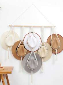 1 pièce/1 set Porte-chapeau en bois macramé, étagère murale tissée pour ranger les chapeaux, organisateur de chapeau fait main, étagère suspendue pour casquettes de cowboy, pour dortoir, étude, derrière la porte, rangement de casquettes de baseball, support à chapeaux bohème pour la maison, chambre à coucher, salle de bain, salon, bureau, décoration de maison, cadeau pour la Saint-Valentin, la Fête des Mères, Pâques, la Fête des Enseignants, le Nouvel An, la remise des diplômes, le printemps, l'été, les festivals, révélation du sexe, anniversaires, mariages, fêtes, le cadeau parfait pour les collègues, les amis et la famille, la rentrée scolaire