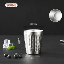 1pc, 304 Stainless Steel Cup, Double-Layer Beer Cup, Fire Diamond Pattern Coffee Cup, Bar Drinkware - Multicolor - View 16