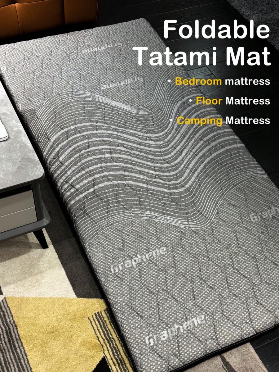 Foldable Japanese Futon Mattress – Twin Size Floor Mattress, Roll-Up Tatami Mat, Perfect For Camping And Relaxation - Grey - View 1
