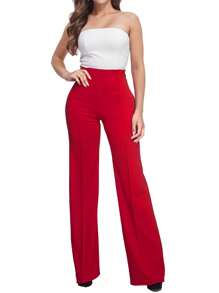 SANOPY Women's High Waist Dress Pants Trouser  Women Clothes  Elegante - Red - View 2