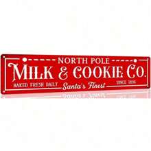 Vintage North Pole Milk And Cookie Co. Metal Sign - Fun Christmas Decoration, Suitable For Home, Bar, Cafe. Durable 4x16 Inch Wall Art With Pre-Drilled Holes, Perfect For Room Decor, Home, Restaurant, Cafe, Garage Decor, Various Designs, Home Decor, Room Decor, Wall Decor, Birthday Gift, Graduation Gift Bedroom Decor