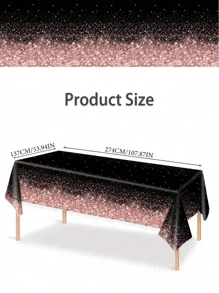3 件，137 * 274 厘米/54 * 108 英寸一次性派对桌布，黑色和玫瑰金主题图案桌布，适合各种主题派对和日常使用（可悬挂作为背景以增强节日气氛） - 黑粉紅色 - 查看 3