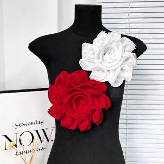 1 件 3D 多层花卉蕾丝贴花 - 奢华面料花卉装饰，适用于 DIY 婚纱和优雅礼服，非常适合手工制作和服装装饰