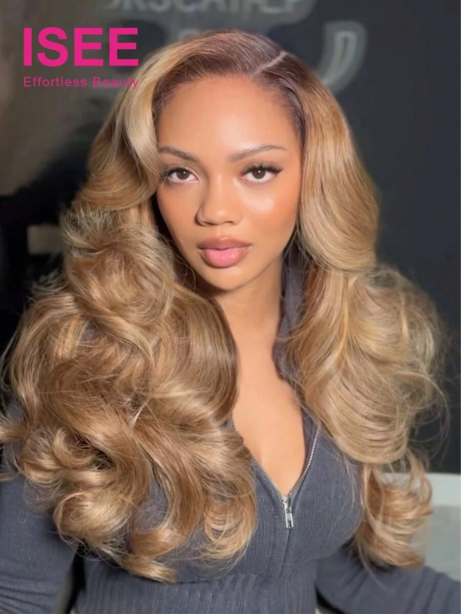 ISEE HAIR Wear Go 6X4 HD Glueless Body Wave Wig Highlight Ash Blonde Dark Roots Colored Lace Closure Human Hair 180 Density 22-28 Inch Pre Plucked & Pre Cut High Quality For Beginners - S3/14 - View 1