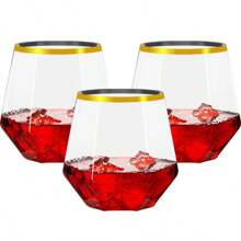 3 件可重复使用的亚克力饮水杯，派对玻璃杯，适用于冰沙、啤酒、冰咖啡，可用洗碗机清洗且防碎，