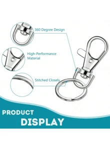 24/50/70 piezas Anillos llaveros planos de metal, ganchos giratrorios para llaveros, llaveros con clip de resorte de aleación de zinc para accesorios de joyería - Unitalla - Ver 3
