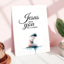 1 件耶稣通过艺术绘画选择您是有原因的，宗教礼物，卧室客厅走廊的理想礼物，墙壁艺术，墙壁装饰，房间装饰，桌面装饰，防水适用于卧室、客厅、书房、酒店酒吧、走廊、防水壁画