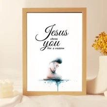 1 件耶稣通过艺术绘画选择您是有原因的，宗教礼物，卧室客厅走廊的理想礼物，墙壁艺术，墙壁装饰，房间装饰，桌面装饰，防水适用于卧室、客厅、书房、酒店酒吧、走廊、防水壁画